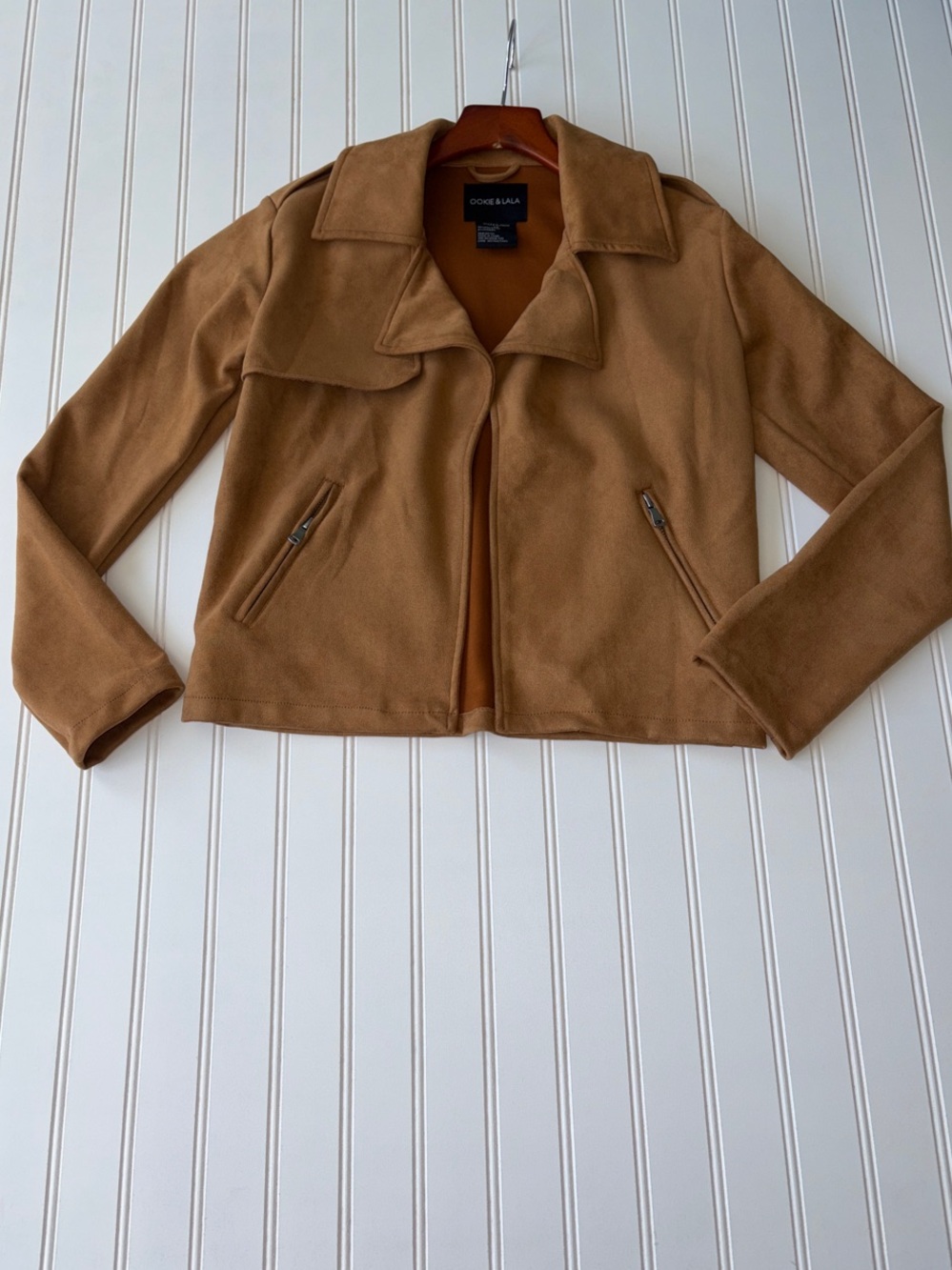 OOKIE & LALA Camel faux Suede Women's Jacket